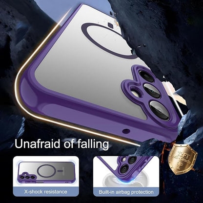 for Galaxy A15 5G Phone Case: Samsung A15 Phone Case with 2PC Tempered Glass Screen Protector, Wireless Charging Samsung A15 5G Case Matte Translucent Soft-Touch & Shockproof Funda para A 15,Purple