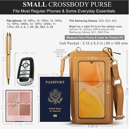 BULL GUARD Crossbody Leather Wallet Phone Purse, Anti Theft and RFID Blocking, Elegant Design for Travel