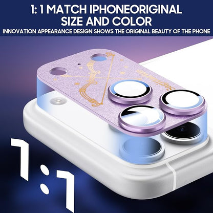 2 Pack Camera Lens Protector for iPhone 17 Pro Max,Leo Pattern, AR 360-Degree Protection,Drop Protection,Anti Scratch Full-Coverage,Camera Transmfttance HD,Easy Installation, Purple