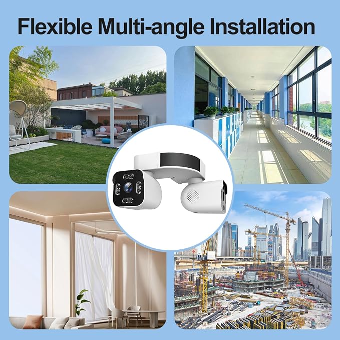 Dual Lens Outdoor Cameras 2.5K/5MP House Cameras Wired Plug-in | Wireless WiFi Camera with Audio and Video,PTZ,Auto Tracking,7/24 Recording,Color Night Vision,Cloud & SD Card Storage.