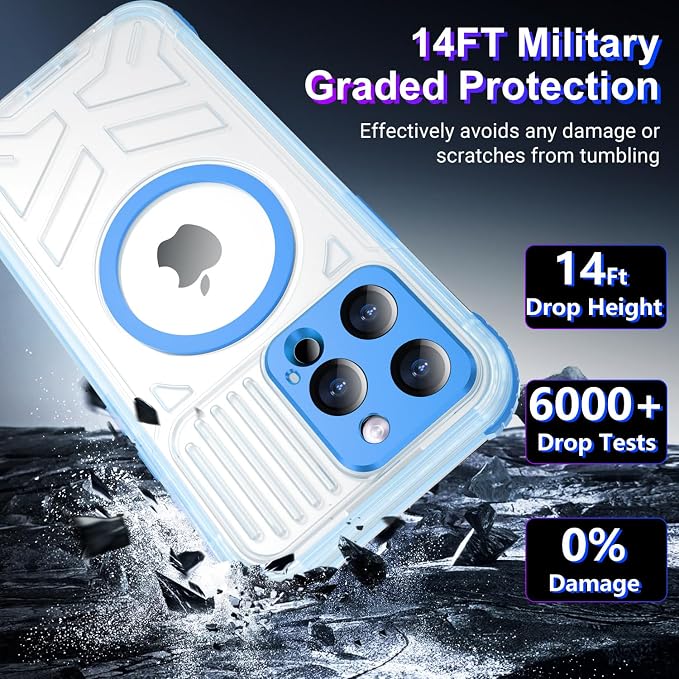 Temdan Magnetic for iPhone 15 Pro Case Waterproof,[Built-in Screen & Camera Protector][Full Body Shockproof][IP68 Underwater][Dustproof] Shockproof Phone Case for iPhone 15 Pro 6.1"-Blue