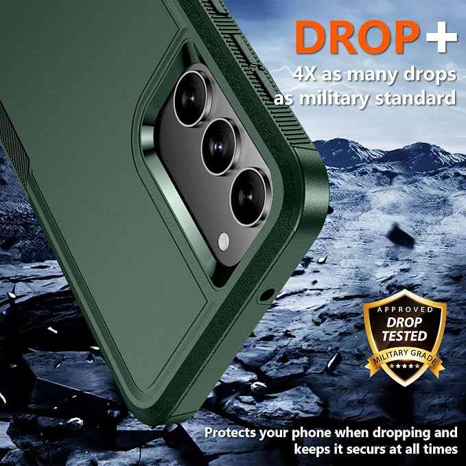 SPIDERCASE Designed for Samsung Galaxy S23 Case, [10 FT Military Grade Drop Protection], 2 Pack [Tempered Glass Screen Protector+Camera Lens Protector] Heavy Duty Shockproof Case, Deep Green
