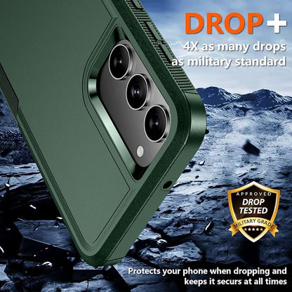SPIDERCASE Designed for Samsung Galaxy S23 Case, [10 FT Military Grade Drop Protection], 2 Pack [Tempered Glass Screen Protector+Camera Lens Protector] Heavy Duty Shockproof Case, Deep Green