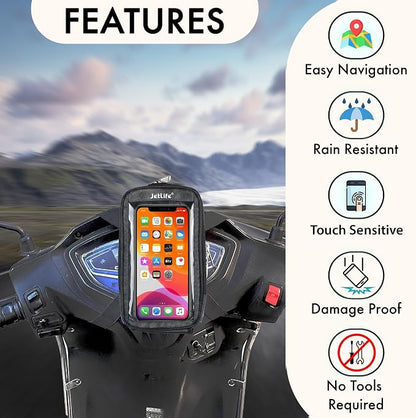 JETLIFE Moped Mobile Holder Vespa Scooter EV Bike, Moped Phone Holder Mount, Cell Phone Holder Mount, Fits All Smartphones Upto 7.2'' (Carbon Black)