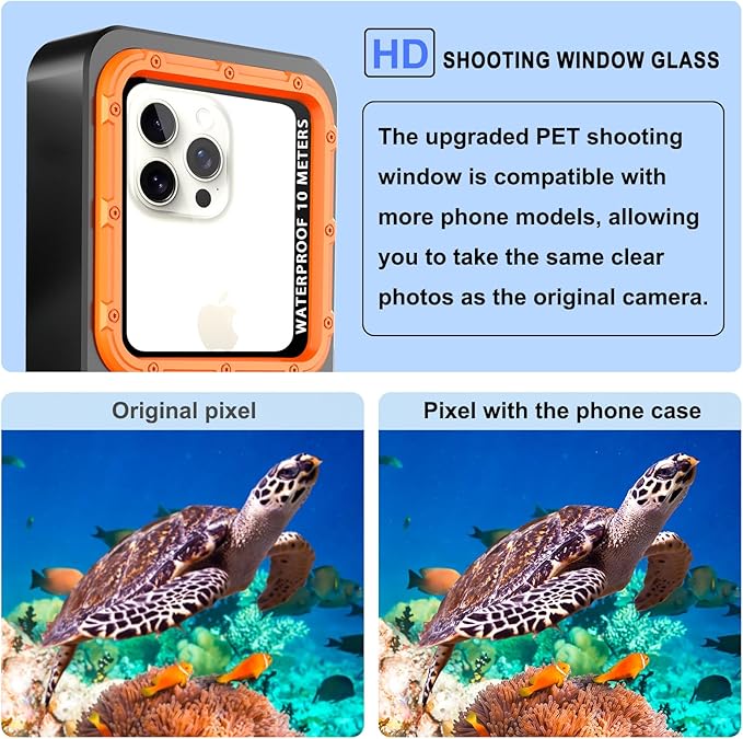 2026 Diving Snorkeling Phone Case for iPhone 17/16/15/14/13/12/11 Pro Max/XS/X Samsung Galaxy S26/S25/S24 Professional Scuba Dive Waterproof Underwater Photo Video Cover (4TH Gen, Orange)