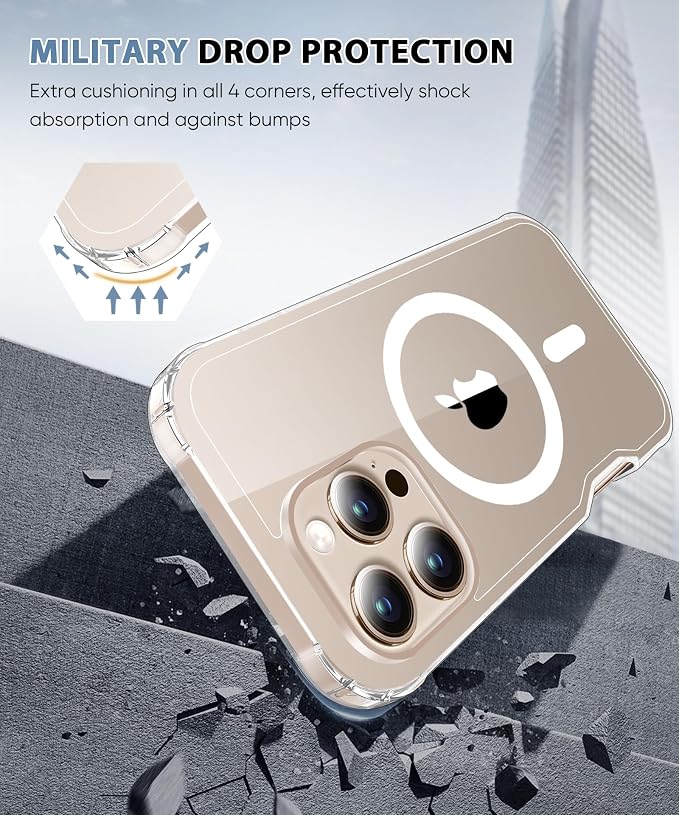 Compatible with iPhone 16 Pro Max Case Clear, Built-in Screen Protector, with Camera Lens Protector, [Compatible with MagSafe] Full Body Phone Case, Protective Cover for 16 ProMax 6.9" (Clear)