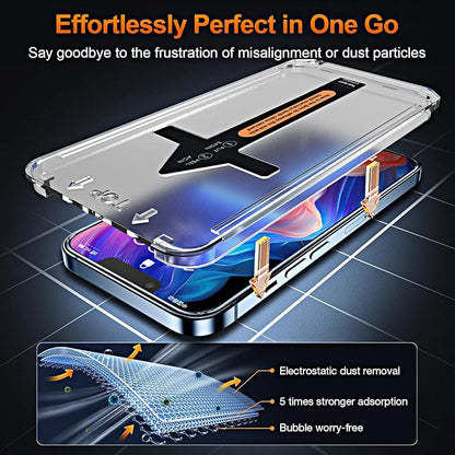 3 Pack for iPhone 12 Pro Max Screen Protector 6.7 Inch, Auto Dust Removal, 9H Hardness, Anti-Fingerprint, HD Clear Tempered Glas with Auto Alignment Kit