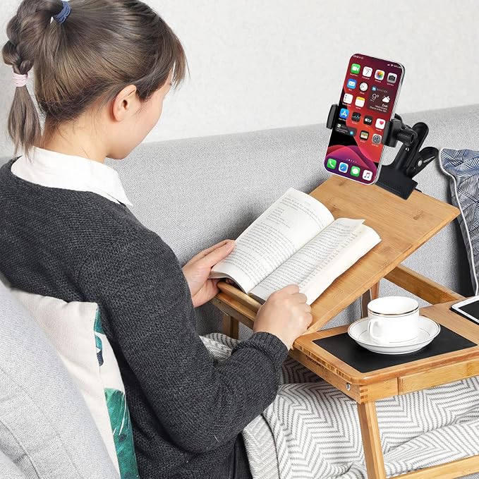 Clamp Phone Stand Holder for Guitar Head/Desk/Table/Glass/Baffle/Easel,Guitar Head Phone Mount,360°Adjustable Aluminium Alloy Arm Compatible with iPhone/Nexus/HTC/LG/Huawei/Smart Phones
