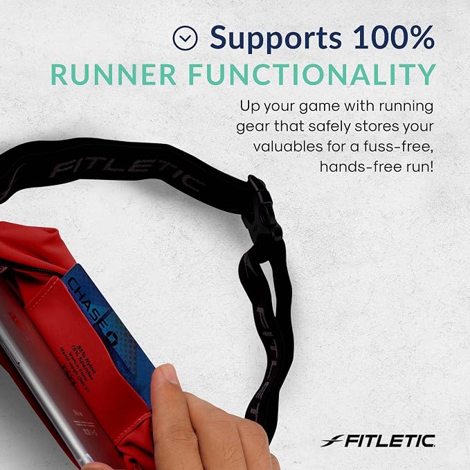 Fitletic Active Lifestyle Fanny Pack & Mini Sports Running Belt For Men & Women – Lightweight, Low Profile- Ultra-Soft Expandable Lycra Pouch - Fits All Phones – Inner Pocket