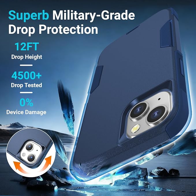 jaroco for iPhone 13 Case & iPhone 14 Case & iPhone 15 Case [Heavy Duty Protection][Compatible with MagSafe][Military Grade Drop Protection][Shockproof] with Non-Slip Removable Phone Cover 6.1''-Blue