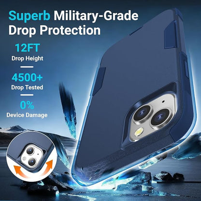 jaroco for iPhone 13 Case & iPhone 14 Case & iPhone 15 Case [Heavy Duty Protection][Compatible with MagSafe][Military Grade Drop Protection][Shockproof] with Non-Slip Removable Phone Cover 6.1''-Blue