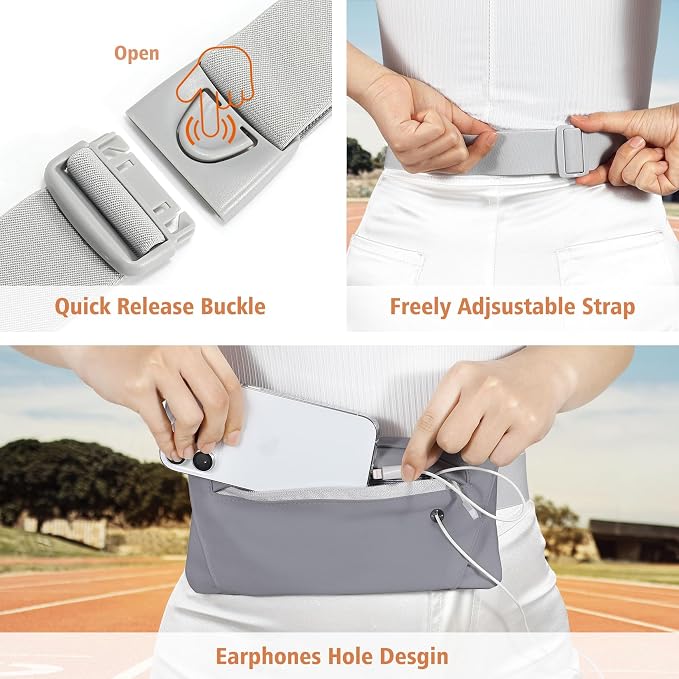WHIPPY Slim Running Belt Fanny Pack for Women Men Elastic Runners Belt Waist Pouch Chest Bag Phone Holder Waist Pack for Running Hiking