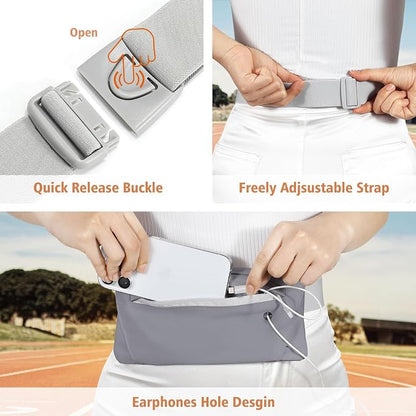 WHIPPY Slim Running Belt Fanny Pack for Women Men Elastic Runners Belt Waist Pouch Chest Bag Phone Holder Waist Pack for Running Hiking
