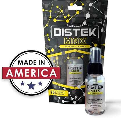 cellhelmet DISTEK Max Screen & Phone Cleaner | 70% Isopropyl Alcohol Formula | Safe for All Devices | Anti-Streak & Fast-Drying | 30mL Travel Size | As Seen on Shark Tank | Retail Packaging