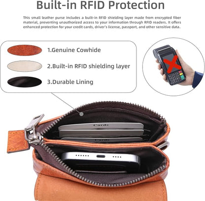Iswee Leather Crossbody Bags for Women RFID Blocking Cell Phone Purse Small Anti-Theft Zippered with Card slots