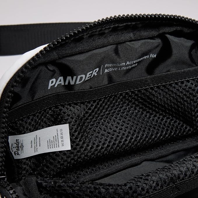 Pander Two Way Zipper Fanny Pack Nylon Everywhere Belt Bag for Women, Water Repellent Waist Packs, Crossbody Bags with Adjustable Strap (White).