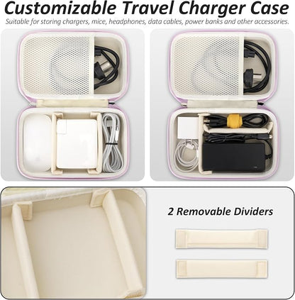 Charger Case for Macbook, Portable Tech Electronic Organizer Bag, Small Travel Storage Pouch for Laptop Accessories, MacBook Power Adapter, Charging Cords, USB Drives, Power Bank (Purple, XL)