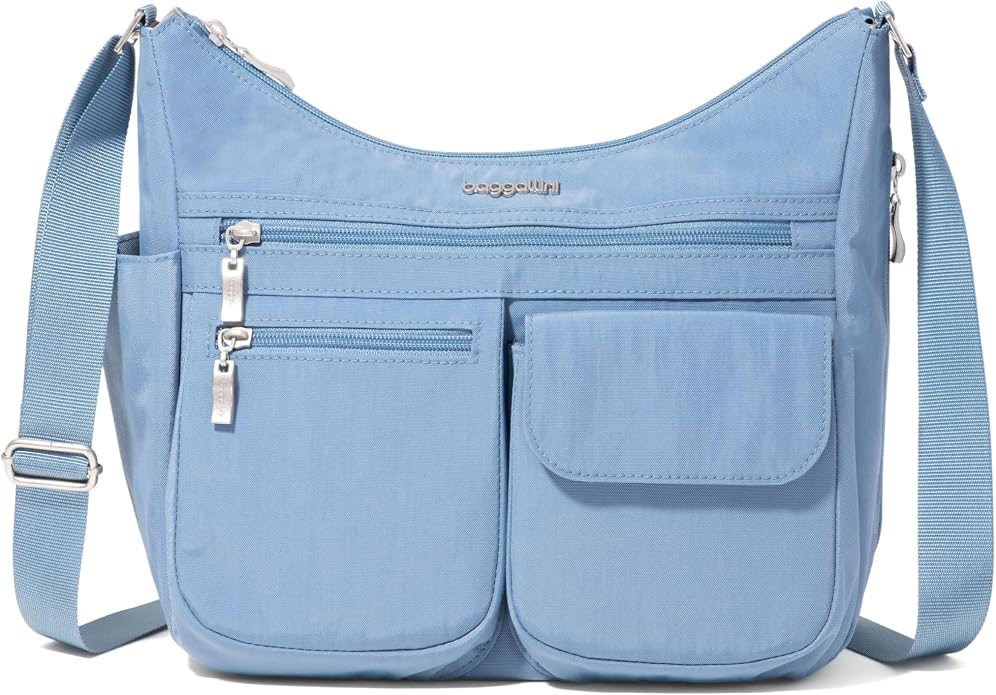 Baggallini womens Everywhere Bagg Crossbody Women 11x9 Lightweight Nylon Hobo Water-resistant Travel Bag W/Rfid