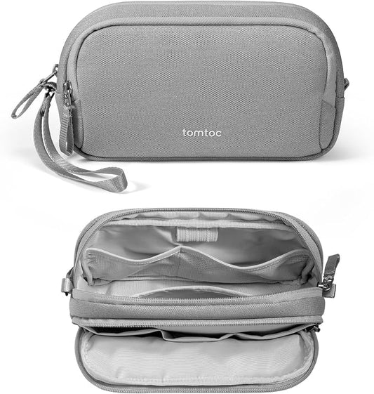 tomtoc Electronic Organizer Travel Case, Dual Compartment Tech Organization | Water Resistant Cable Pouch Storage Bag for Charger, Cord, Phone, Hard Drive, Power Bank, Accessories Travel Essentials