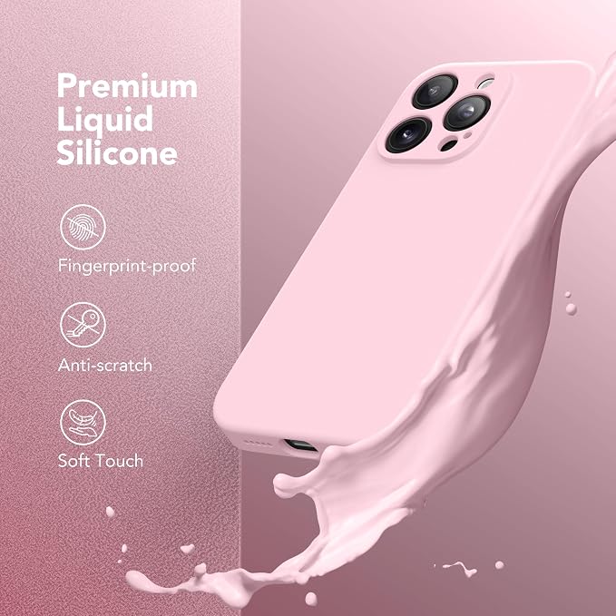Magnetic for iPhone 13 Pro Max Case, Compatible with MagSafe, [Full Camera Protection][Screen Protector] Silicone Shockproof Protective Phone Case for iPhone 13 Pro Max 6.7", Chalk Pink