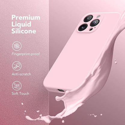 Magnetic for iPhone 13 Pro Max Case, Compatible with MagSafe, [Full Camera Protection][Screen Protector] Silicone Shockproof Protective Phone Case for iPhone 13 Pro Max 6.7", Chalk Pink