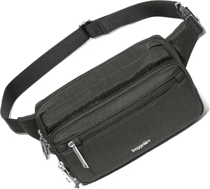 Baggallini Securtex Anti-theft Belt Bag 8.8"x5.5" Crossbody Fanny Pack for Women RFID Wallet Locking Zipper Travel Purse
