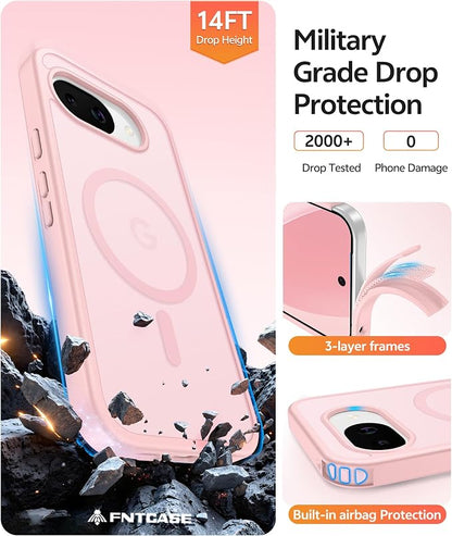 FNTCASE for Google Pixel 10a Case: [Compatible with Magsafe] Translucent Matte Cases with [Screen Protector] Military Grade Shockproof Protective Magnetic Phone Cover for Pixel 10A - Light Pink