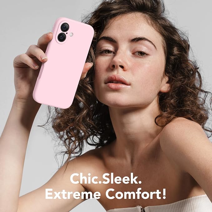 Magnetic for iPhone 17 Case, Compatible with MagSafe, [Full Camera Protection][Screen Protector] Silicone Shockproof Protective Phone Case for iPhone 17 6.3", Chalk Pink
