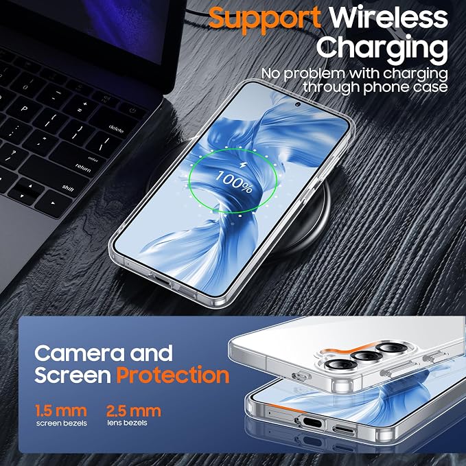 Temdan Designed for Samsung Galaxy S25 Case, Built in Hidden Kickstand Military Grade Drop Protection Never Yellowing Slim Thin Phone Case for Galaxy S25 Case 6.2"- Crystal Clear
