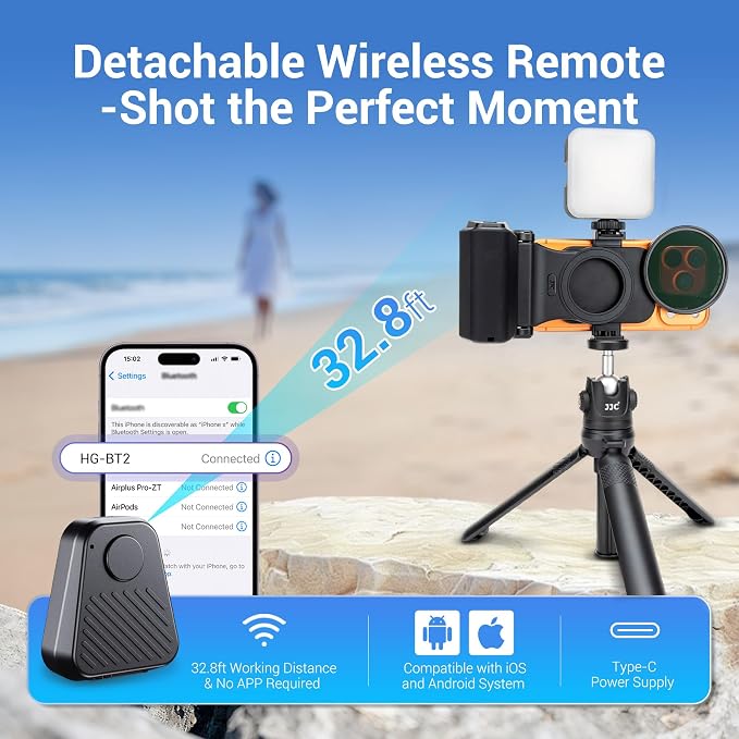 Upgraded 67mm Variable ND2-128 ND Filter Mount Kit with Magnetic Phone Camera Grip & Storage Pouch for iPhone 17 Air 16 15 14 Pro Max,Neutral Density Lens Filter Adapter Set w Cold Shoe & 1/4''Hole