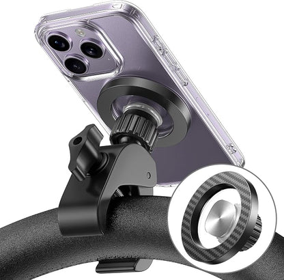 Magnetic Phone Holder Clamp Mount:[24*N55 Magnet & Fit for PopSocket]Rotatable Handlebar Accessories for MagSafe for Stroller,Peloton,Steering Wheel,Push Cart,Treadmill,Fit for iPhone 12-17 Series