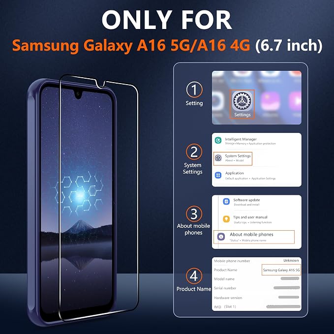 for Samsung Galaxy A16 5G Phone Case : A16 Case [Mag-Safe Fit] with Tempered Glass Screen Protector, Samsung A16 5G Case Matte Translucent Soft-Touch Skin & Full Body Protection Cell Phone A 16,Blue