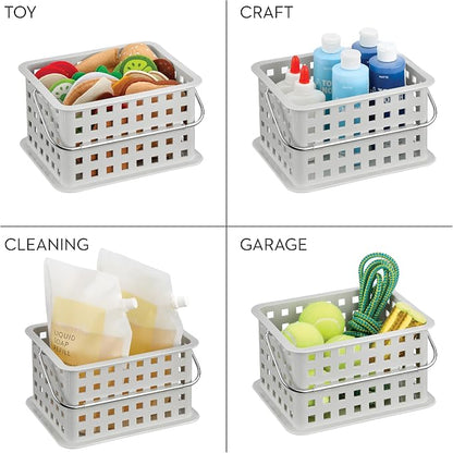 iDesign Plastic Handle-Portable Shower Caddy-Set of 3-Light Gray Basket
