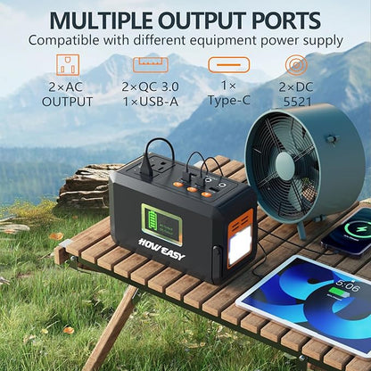 HOWEASY Portable Power Station,120W(240W Peak) Solar Generator,88Wh Lithium Battery Power with 110V AC Outlet/DC/USB/LED Light for Outdoor Camping Trip Hunting Emergency(Solar Panel Optional)