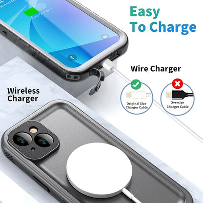 SPORTLINK for iPhone 14 Waterproof Case - Built-in Shockproof Dustproof Screen Protector - Heavy Duty Dropproof/Full Body 360 Protection/Cover for iPhone 14 6.1 Inch Black