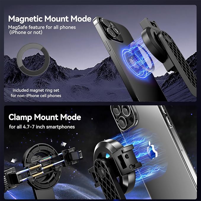 54" Magnetic Phone Tripod, Portable Selfie Stick Tripod for iPhone Magsafe with Rechargeable Remote & 2 in 1 Phone Holder, Cell Phone Stand for Video Recording, Compatible with iPhone and Android
