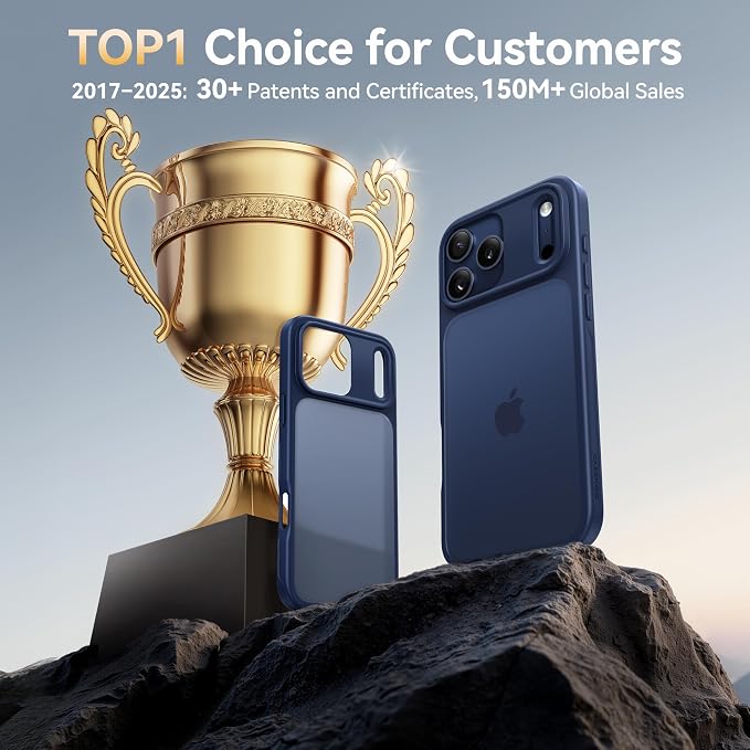 CASEKOO Armor Shockproof Designed for iPhone 17 Pro Max Case [16FT Military Grade Protection] Matte Finish Protective Phone Case Anti-Fingerprint Thin Slim Hard Cover for iPhone 17 Pro Max - Deep Blue