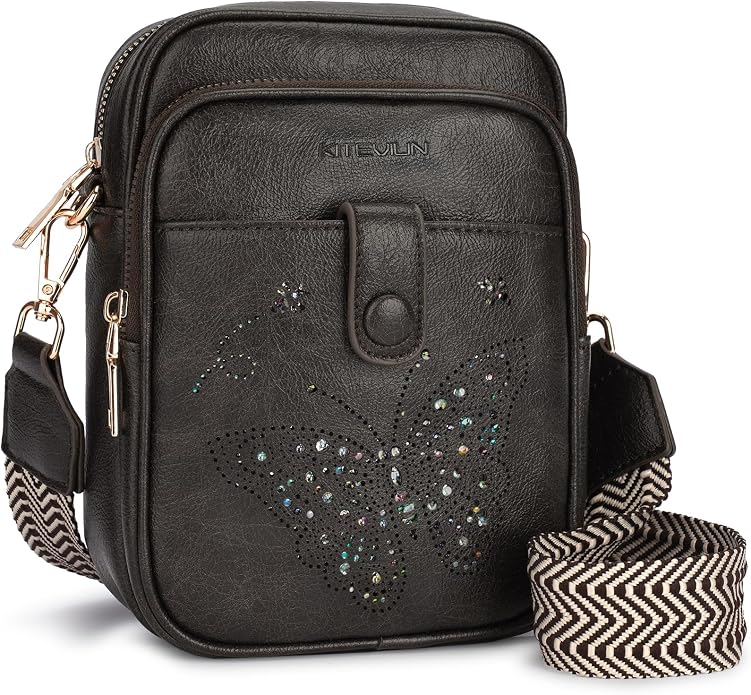 KITEVIUN Crossbody Bags for Women Leather Crossbody Purse Small Shoulder Phone Purse with Adjustable Strap & RFID Card Slots