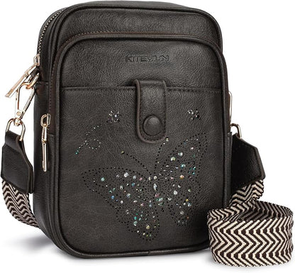 KITEVIUN Crossbody Bags for Women Leather Crossbody Purse Small Shoulder Phone Purse with Adjustable Strap & RFID Card Slots
