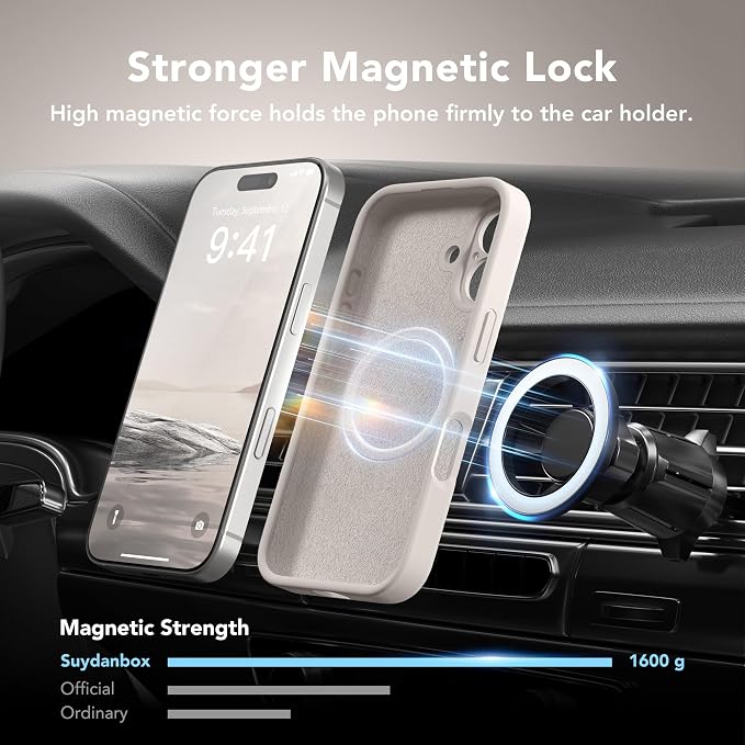 Magnetic for iPhone 16 Plus Case, Compatible with MagSafe, [Full Camera Protection][Screen Protector] Silicone Shockproof Protective Phone Case for iPhone 16 Plus 6.7", Stone