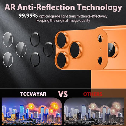 for iPhone 17 Pro Max Camera Lens Protector [Anti-Scratch] [Ultra HD Clear] [Strong Adhesion] Metal Aluminum Alloy Tempered Glass Camera Screen Cover(Cosmic Orange)