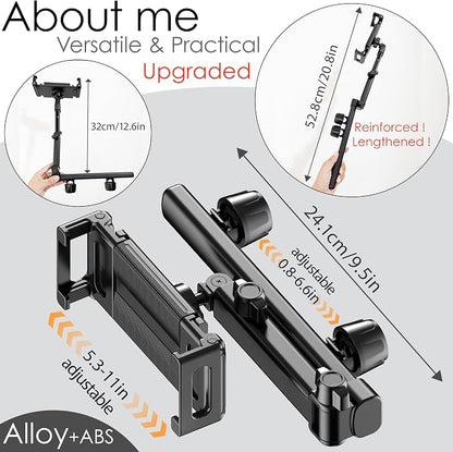 2026 Tablet Holder for Car Headrest [3 in 1 Sturdy Upgrade Extension Arm] 360° Rotating Adjustable for ipad Headrest Mount, for Most Tablets/Phones, Fit Larger Tablet (Short Side ≤11") - Black