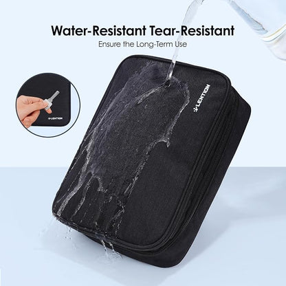 LENTION Double-Layer Cable Organizer Bag Portable Travel Digital Storage | Portable Carry Case Fits Power Bank, Earphone, Charger, Hard Drive; Waterproof Fabric Keeps Digital Accessories Tidy on Trip