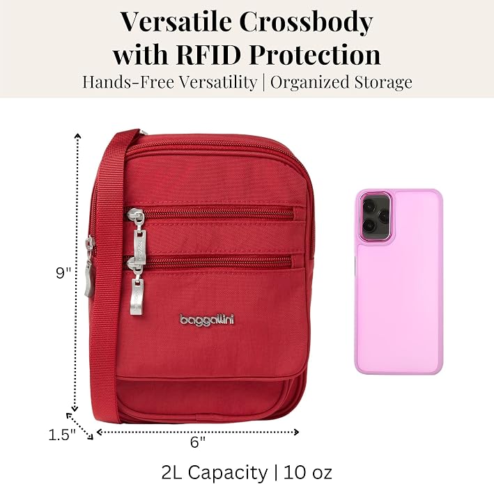 Baggallini Journey Crossbody Bags for Women 9x6 Small Lightweight Travel Handbag W/RFID