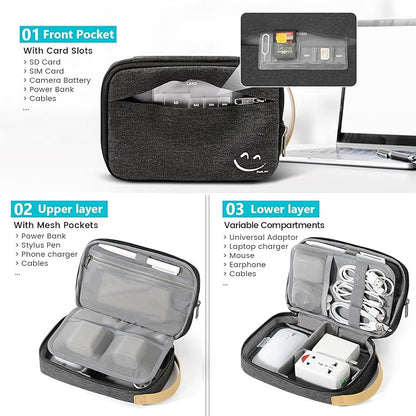 Travelkin Cord Organizer Travel, Cable Organizer For Electronic Accessories | Expandable electronics bag,tech organizer travel case, charger organizer travel case for Card,Usbs, travel essentials
