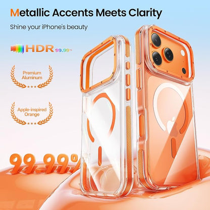 for iPhone 17 Pro Max case [10Ft Military-Grade Protection] Compatible with fit MagSafe Shockproof Slim Thin Cover case for iPhone 17 Pro Max 6.9 inch, Orange Clear
