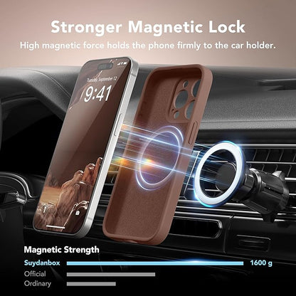 Magnetic for iPhone 14 Pro Max Case, Compatible with MagSafe, [Full Camera Protection][Screen Protector] Silicone Shockproof Protective Phone Case for iPhone 14 Pro Max 6.7", Brown