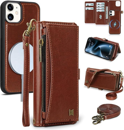 Wallet Case for iPhone 12/12 Pro with Card Holder/Crossbody Wallet/Strap| RFID Blocking | Magnetic | Kickstand | Detachable | PU Leather Phone Case for iPhone 12/12 Pro,6.1 in,Brown