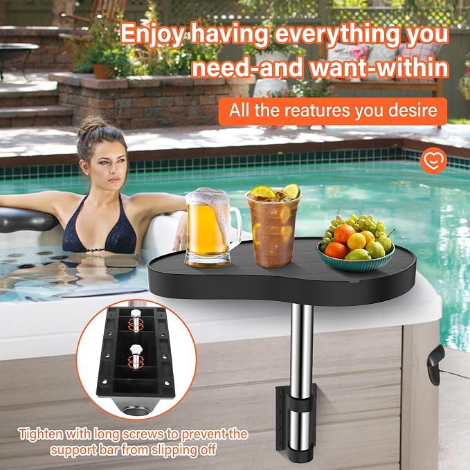 Hot Tub Tray,Hot Tub Drink Holder 360° Rotation,Non-Slip Heavy Duty Hot Tub Table Tray,Design Spa Tray Cup Holder for Hot Tub