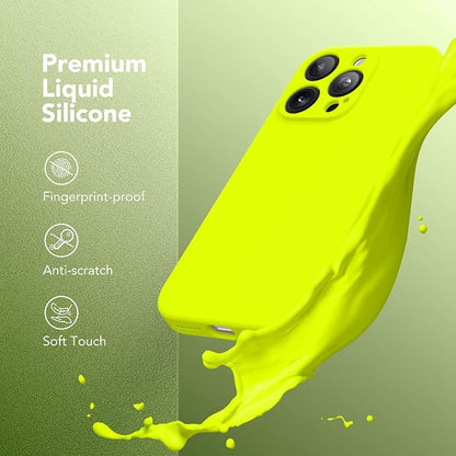 Magnetic for iPhone 16 Pro Max Case, Compatible with MagSafe, [Full Camera Protection][Screen Protector] Silicone Shockproof Protective Phone Case for iPhone 16 Pro Max, Fluorescent Green